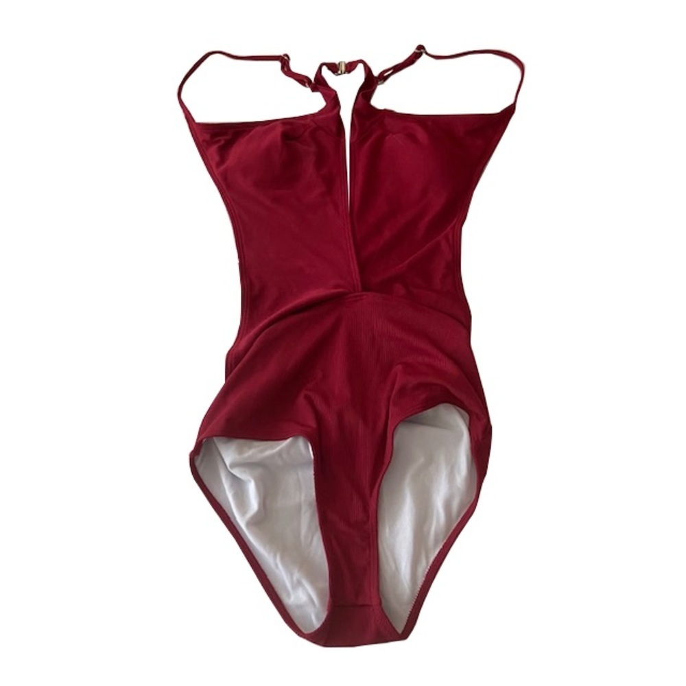 SHEIN Red Plunging Neckline One Piece Swimsuit‎